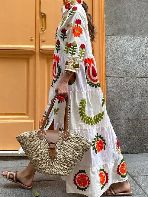 Bohemian Style Elena Dress with Flowing Design and Vibrant Patterns