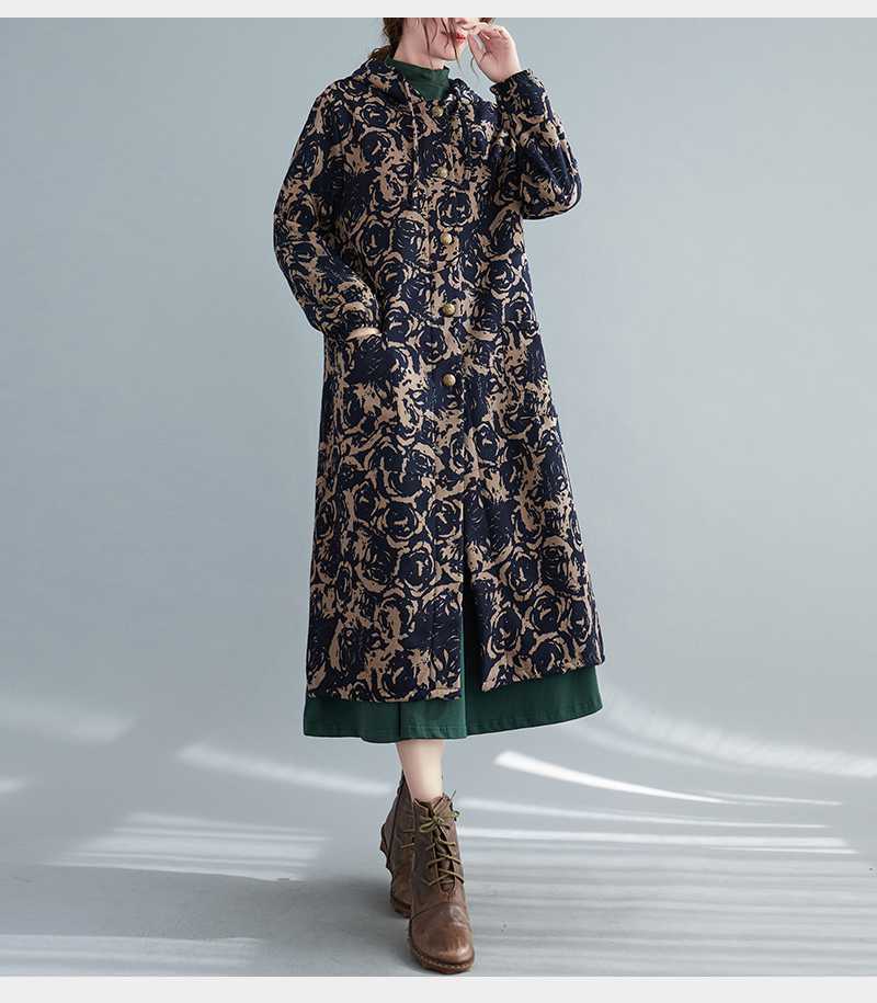 Vintage Style Hooded Long Cotton Winter Coat