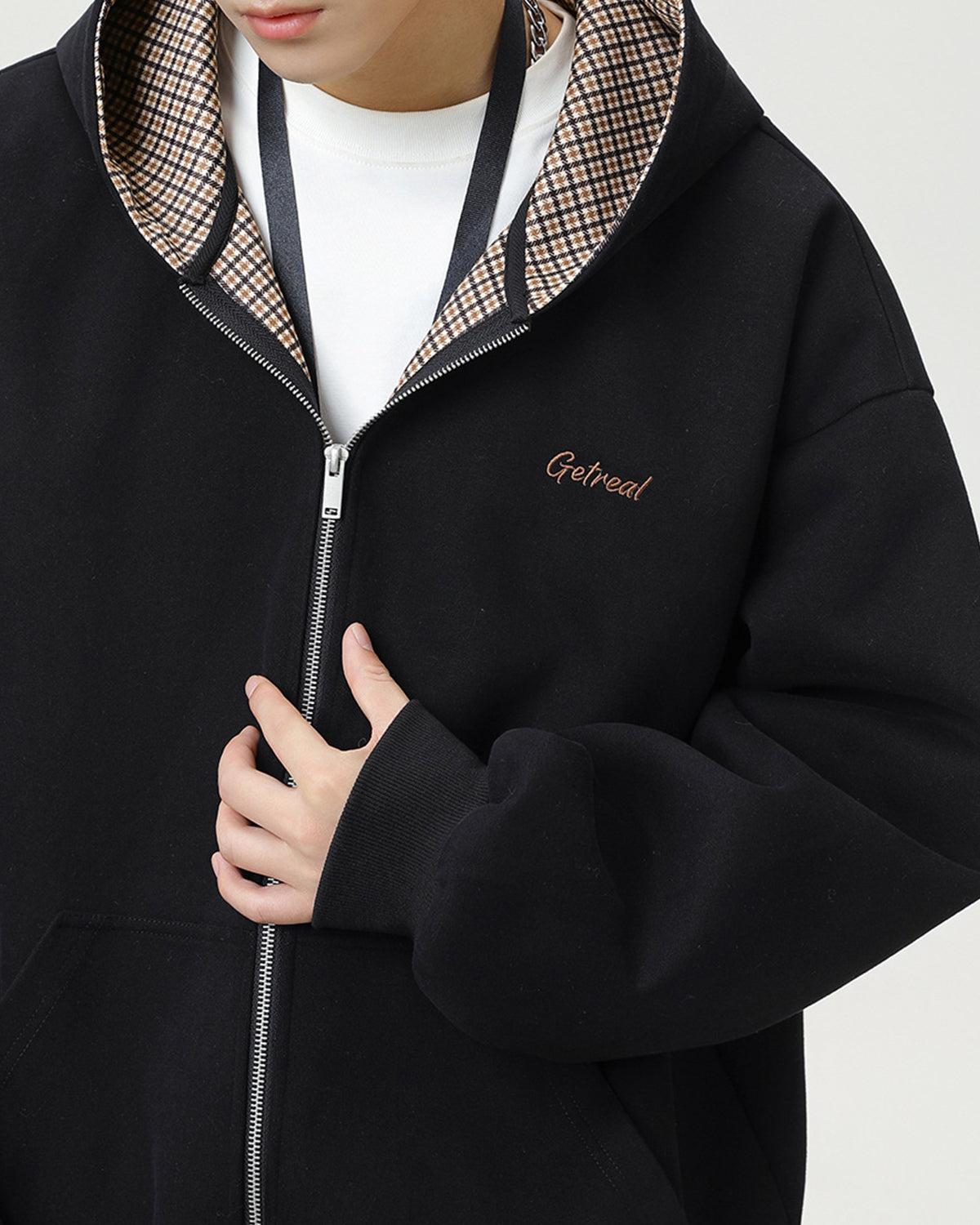 Men’s Get Real Checked Lined Zip Hoodie