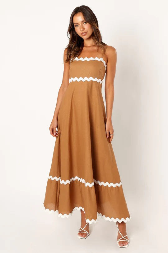 Elegant Contrast Long Capri Dress for Stylish Summer Wear