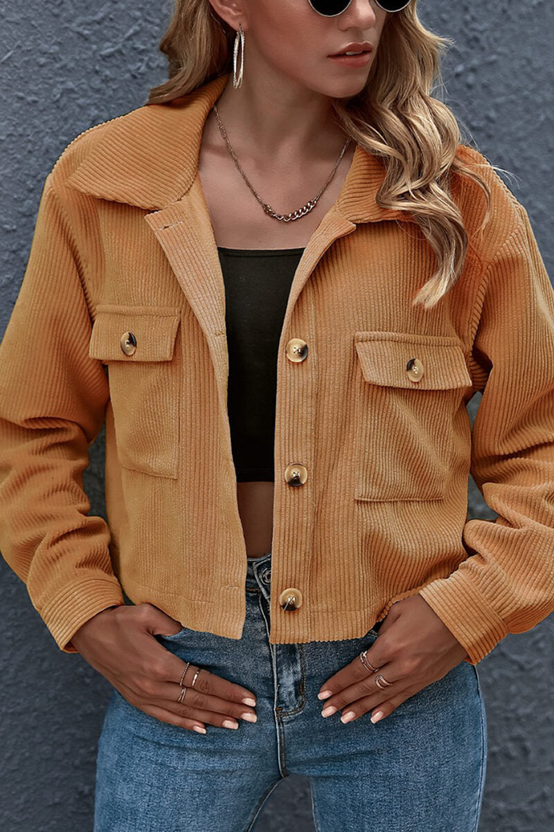 Lapel Collar Bomber Jacket with Pockets