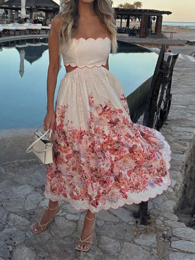 Floral Halter Neck Dress for Elegant Occasions