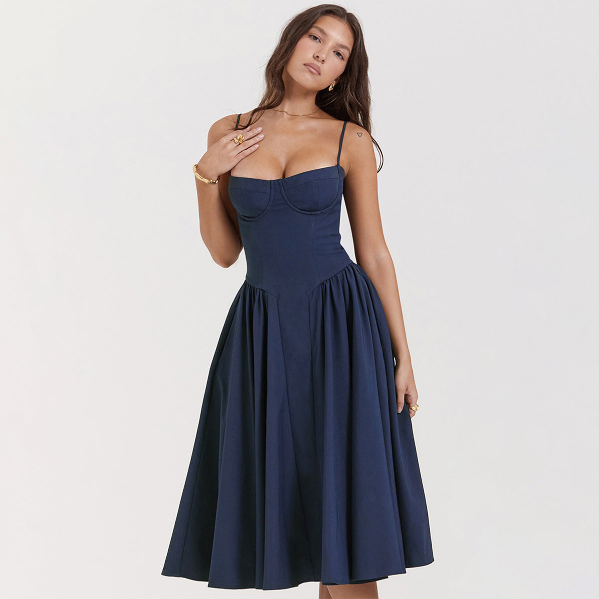 Elegant Corset Dress with Adjustable Straps and Fitted Bodice