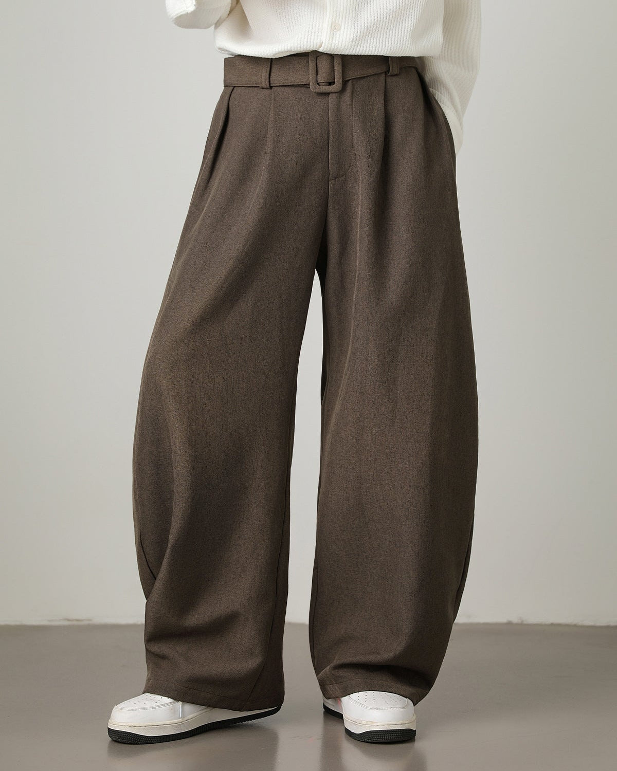 Men’s Wool-Blend Wide-Leg Trousers
