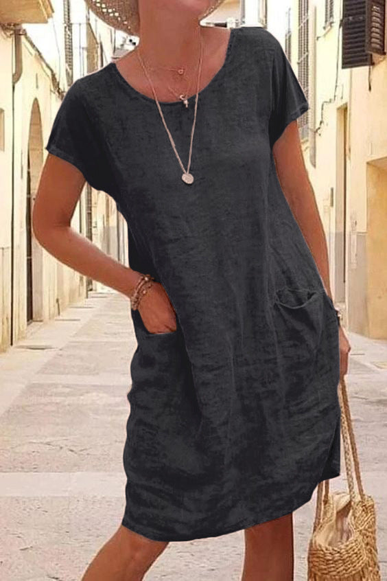 Linen Casual Dress with Pockets for Effortless Style