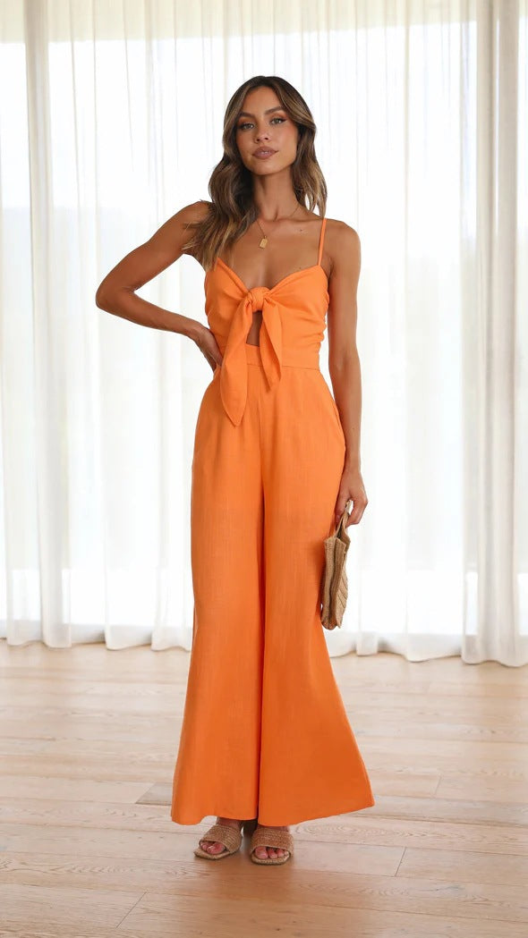 Front Knot Mono Jumpsuit for Effortless Style and Comfort