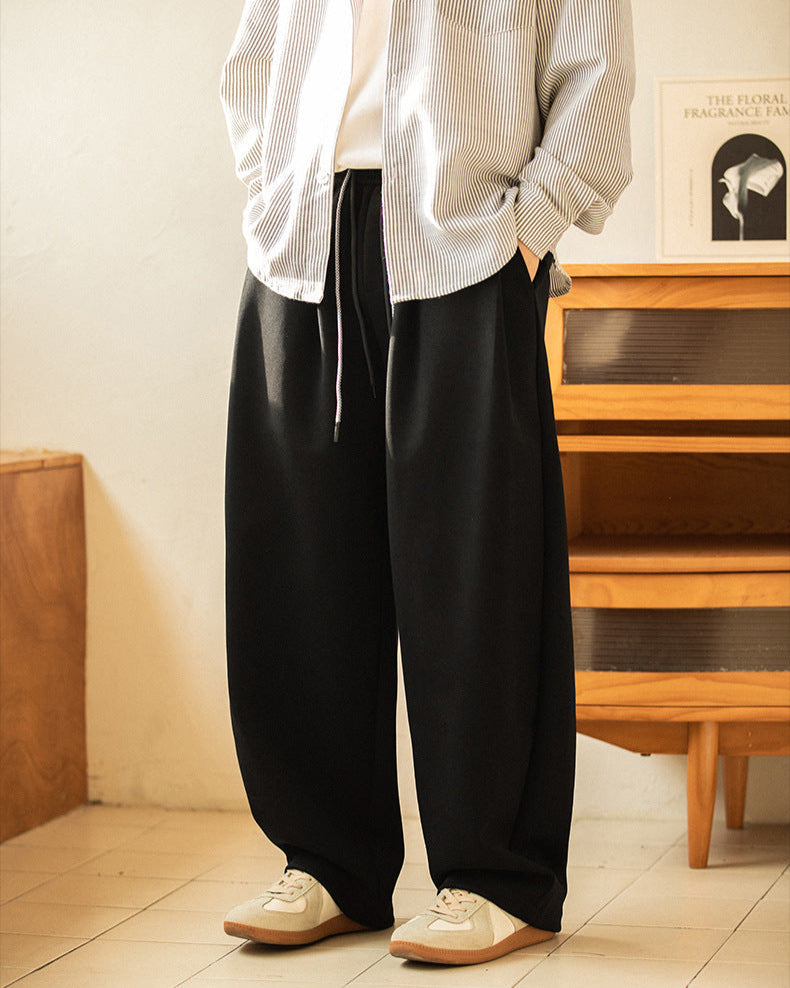 Men’s Relaxed Wide-Leg Drawstring Trousers