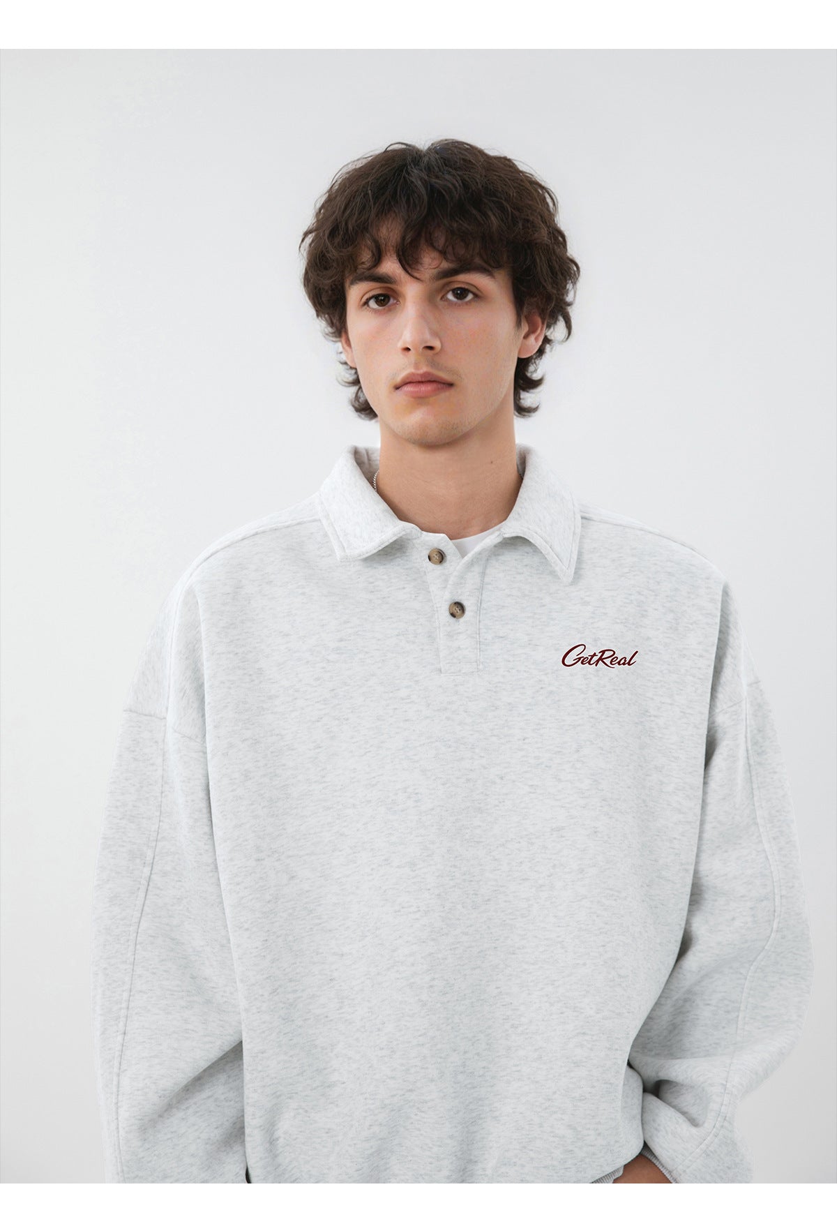 Men’s Get Real Oversized Embroidered Polo Sweatshirt