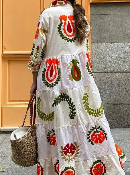 Bohemian Style Elena Dress with Flowing Design and Vibrant Patterns