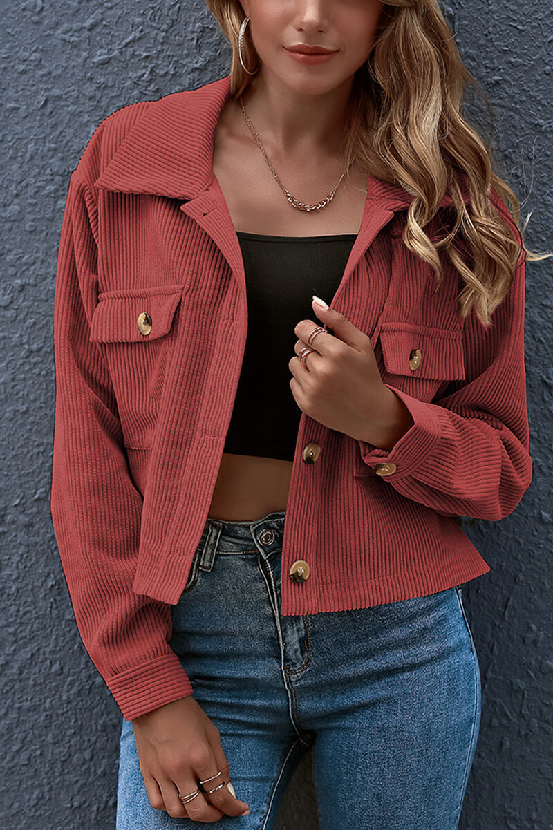 Lapel Collar Bomber Jacket with Pockets
