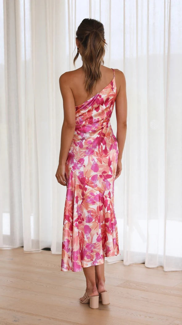 One-Shoulder Floral Dress for Women - Elegant Summer Style