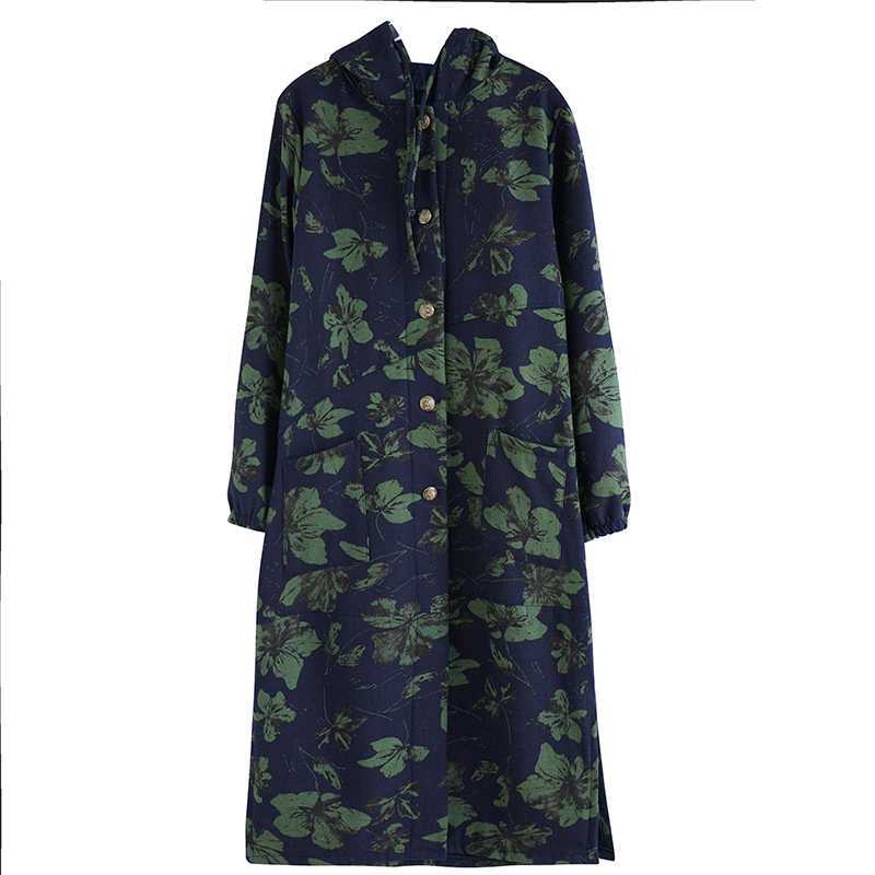 Vintage Style Hooded Long Cotton Winter Coat