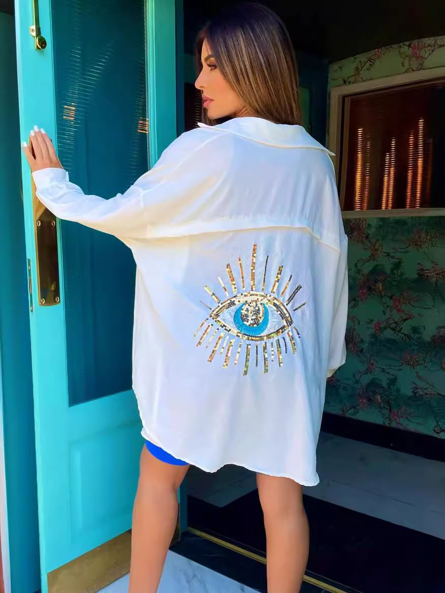 Turkish Eye Pattern Lightweight Beach Shirt for Summer Wear