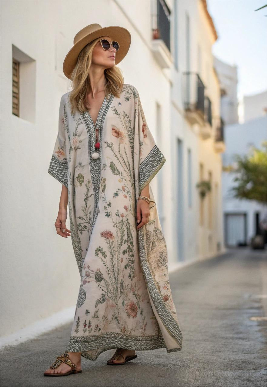 Bohemian Style Printed Kaftan Dress for Women