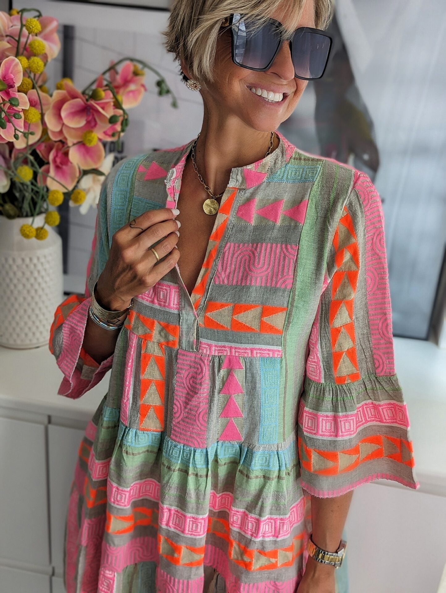 Lucia Ethnic Print Bohemian Dress for Effortless Style