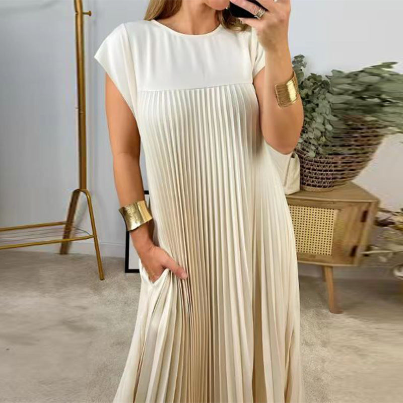 Pleated Blue Maxi Dress for Elegant Occasions