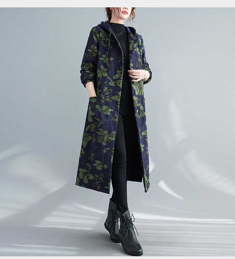 Vintage Style Hooded Long Cotton Winter Coat