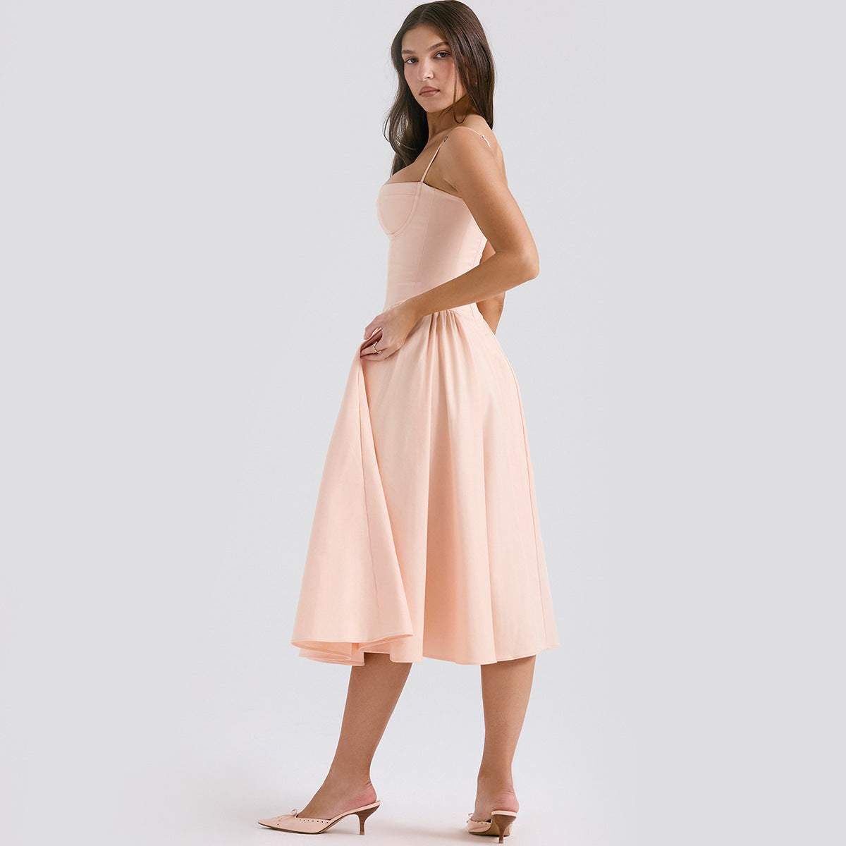 Elegant Corset Dress with Adjustable Straps and Fitted Bodice