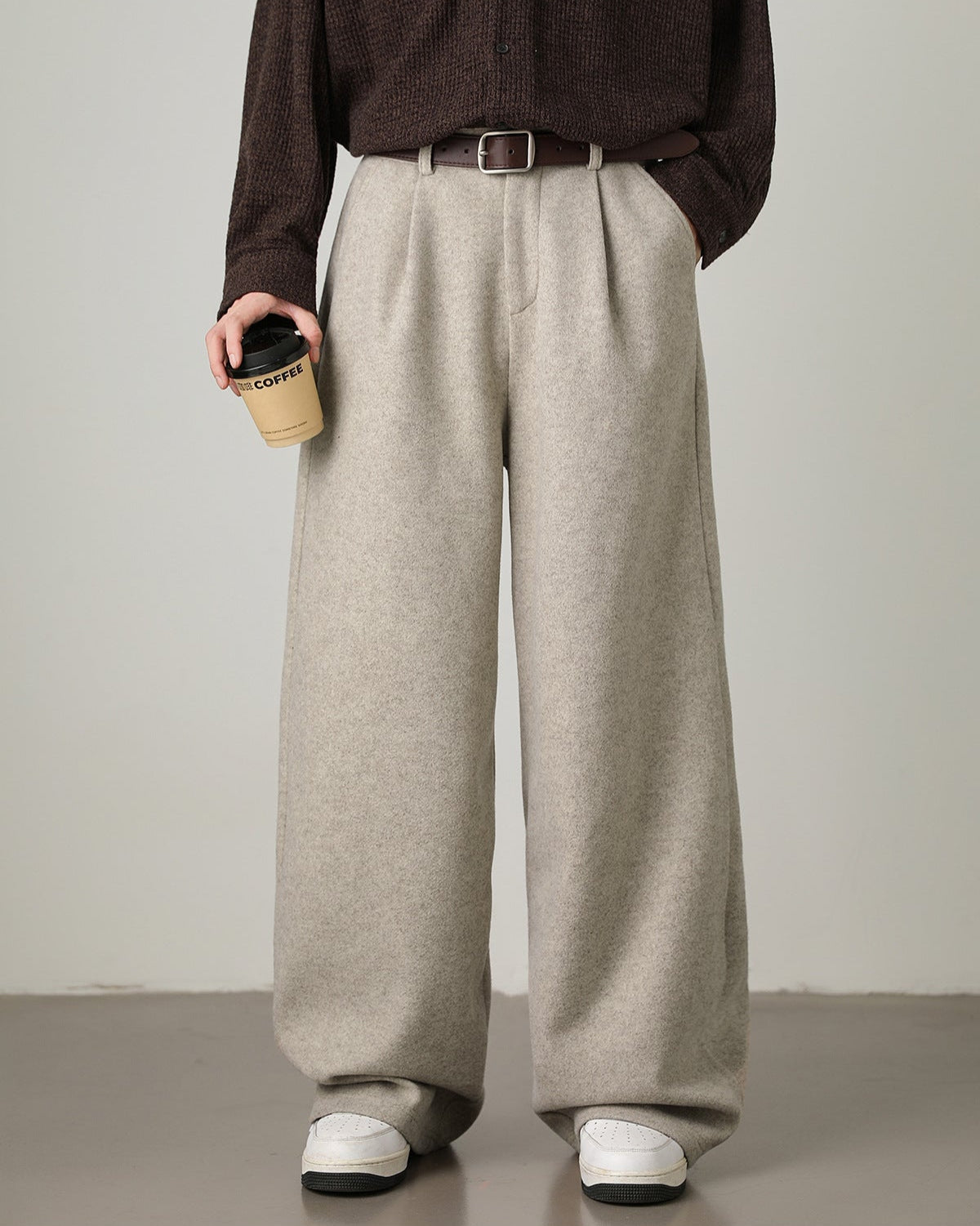 Men’s Wool-Blend Wide-Leg Trousers