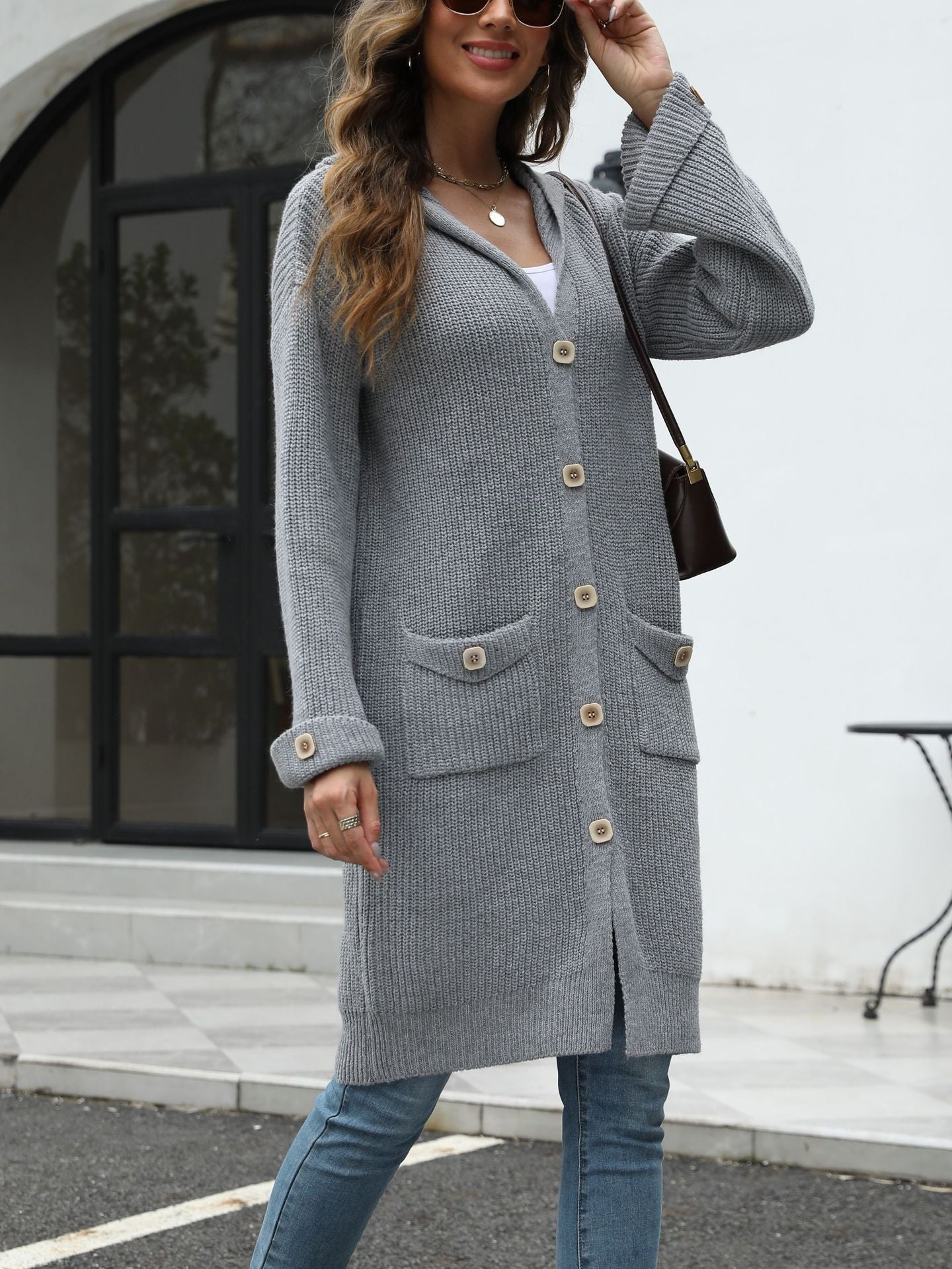 Hooded Long Knitted Cardigan for Cozy Comfort