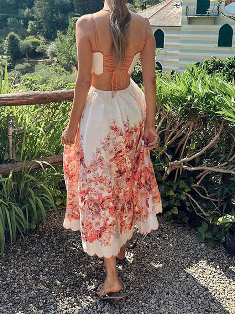 Floral Halter Neck Dress for Elegant Occasions