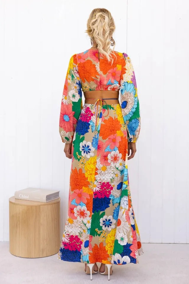 Floral Maxi Dress with Puff Sleeves
