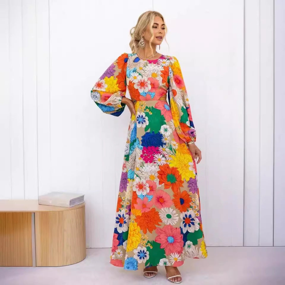 Floral Maxi Dress with Puff Sleeves