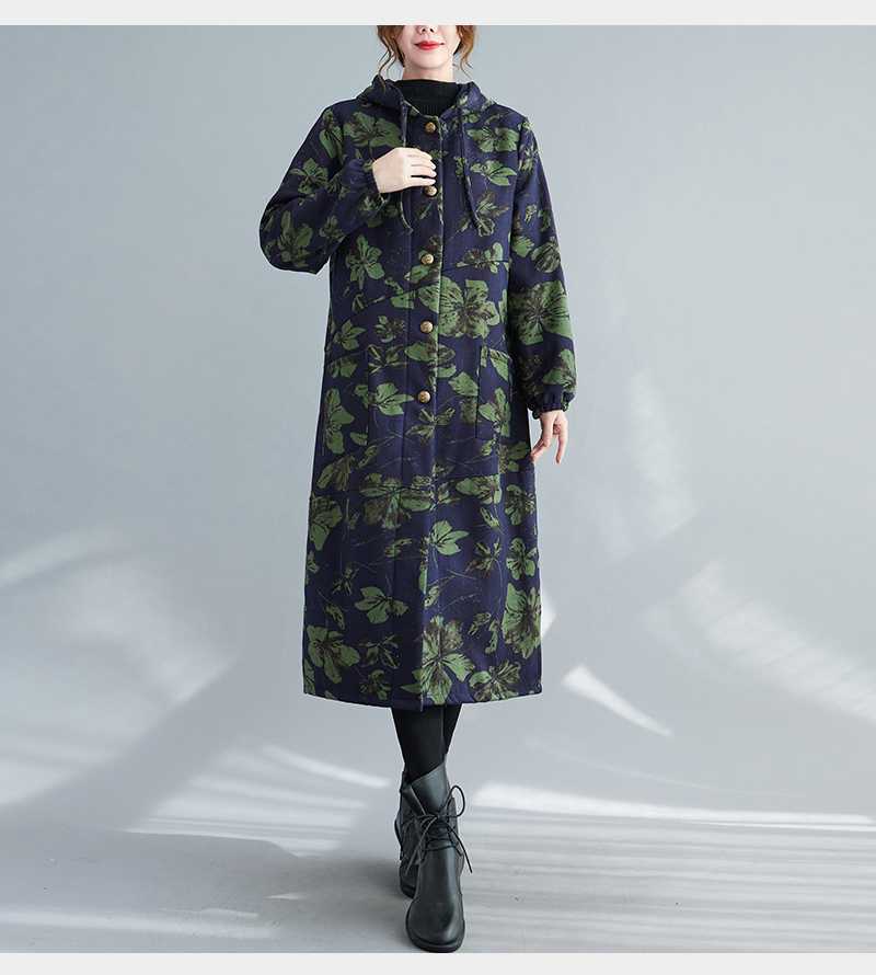 Vintage Style Hooded Long Cotton Winter Coat