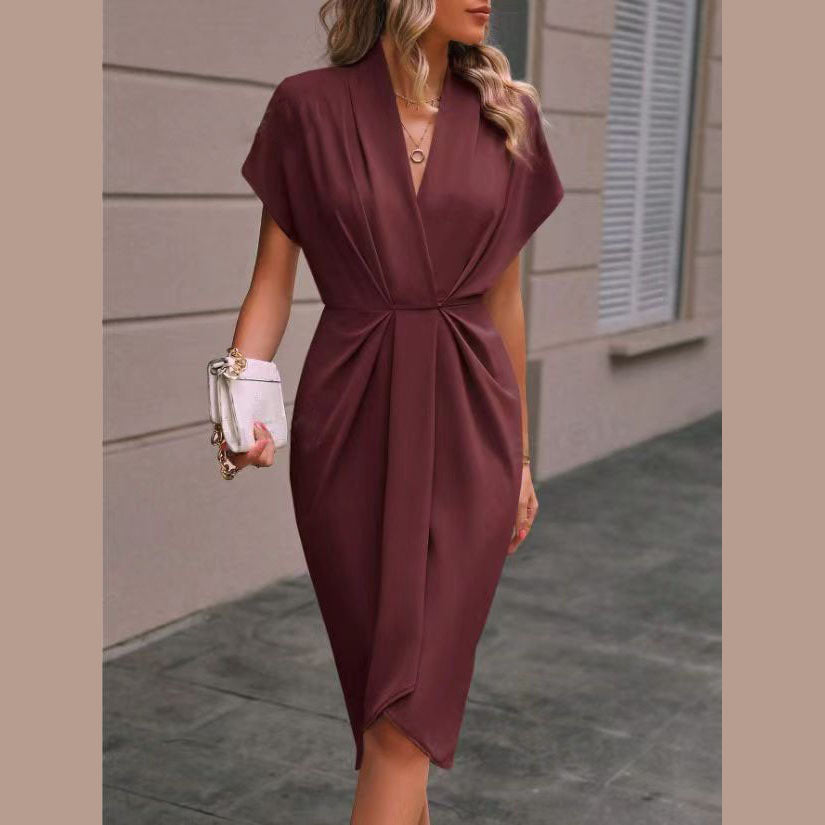 Elegant Women’s Midi Wrap Dress – Stylish & Comfortable