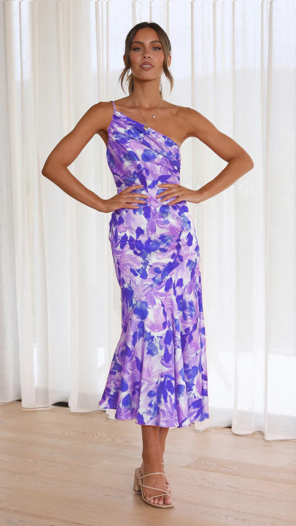 One-Shoulder Floral Dress for Women - Elegant Summer Style