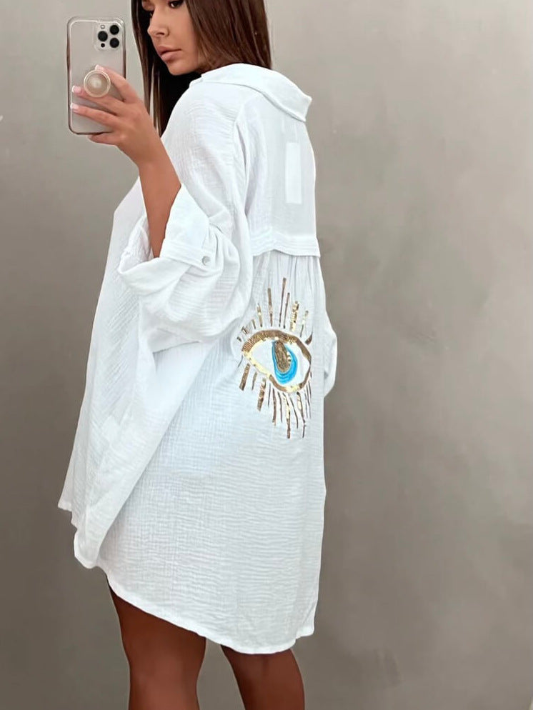Turkish Eye Pattern Lightweight Beach Shirt for Summer Wear