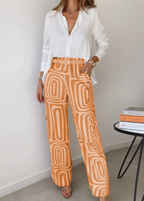 Geometric Print Shirt and Trouser Set for Effortless Style