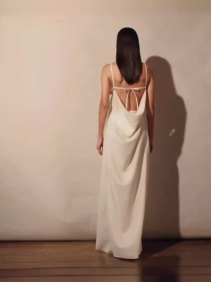 V-Neck Celeste Maxi Dress with Floral Slit