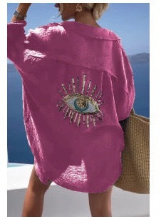 Turkish Eye Pattern Lightweight Beach Shirt for Summer Wear
