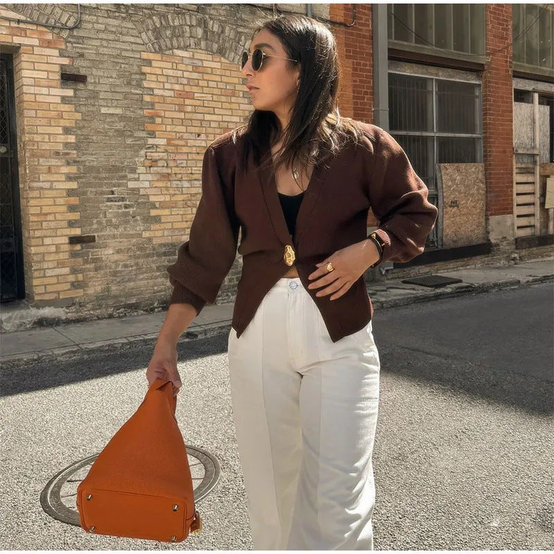 Women’s V-Neck Buttoned Cardigan Sweater