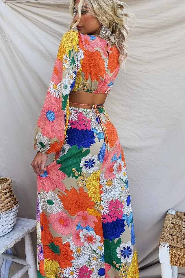 Floral Maxi Dress with Puff Sleeves