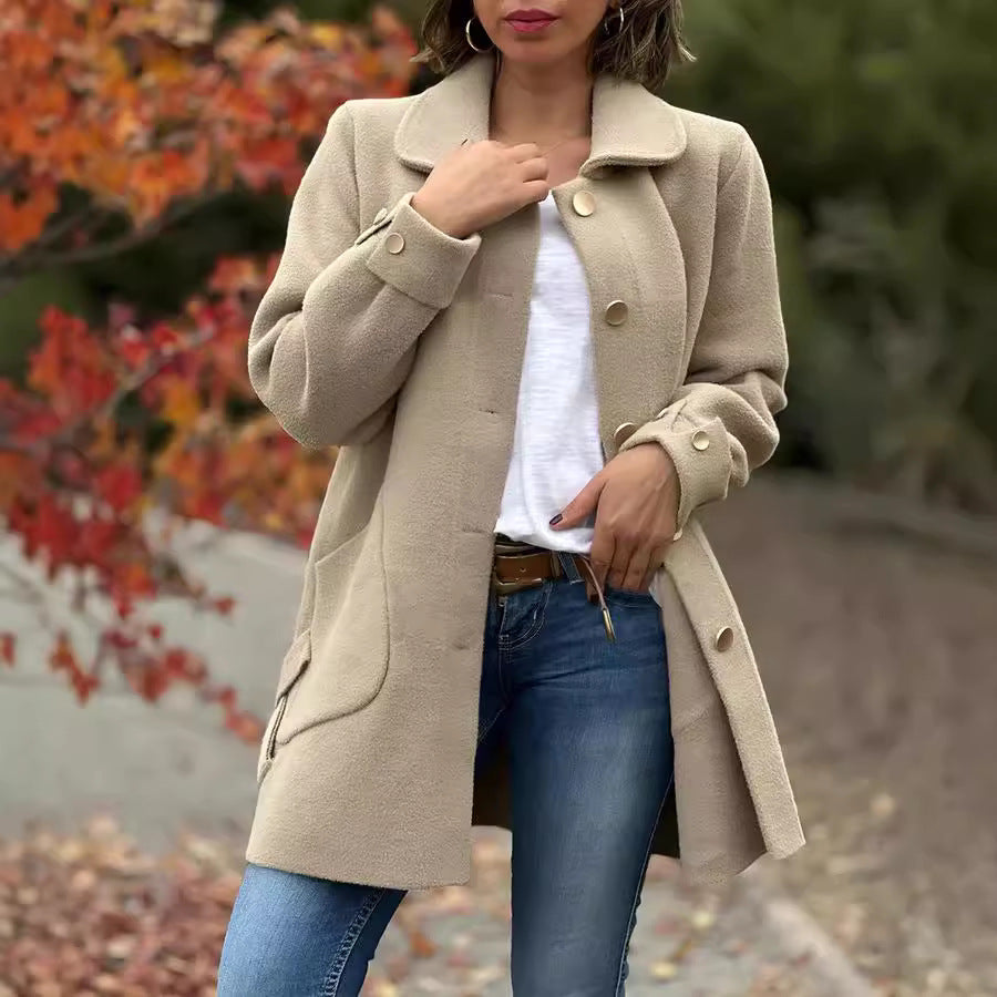 Women's Oversized Wool-Blended Coat - Classic Longline Winter Outerwear