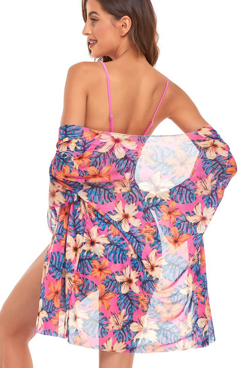Pink Floral Blouse and Bikini Set for Beach Days