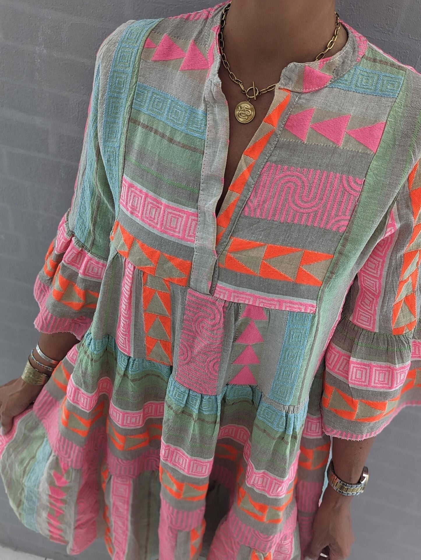 Lucia Ethnic Print Bohemian Dress for Effortless Style
