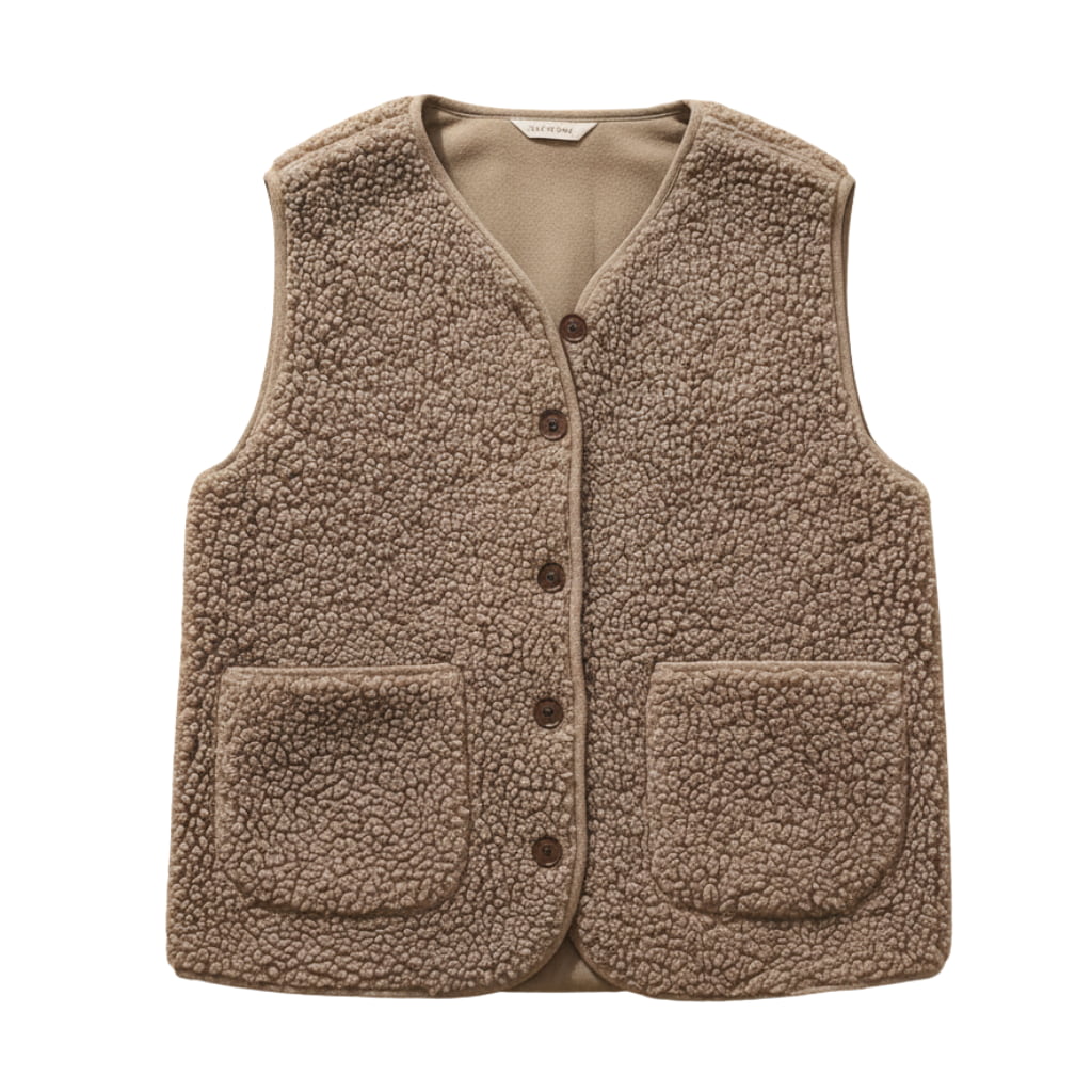 Cozy Women's Teddy Gilet Soft Textured Waistcoat with Button Front