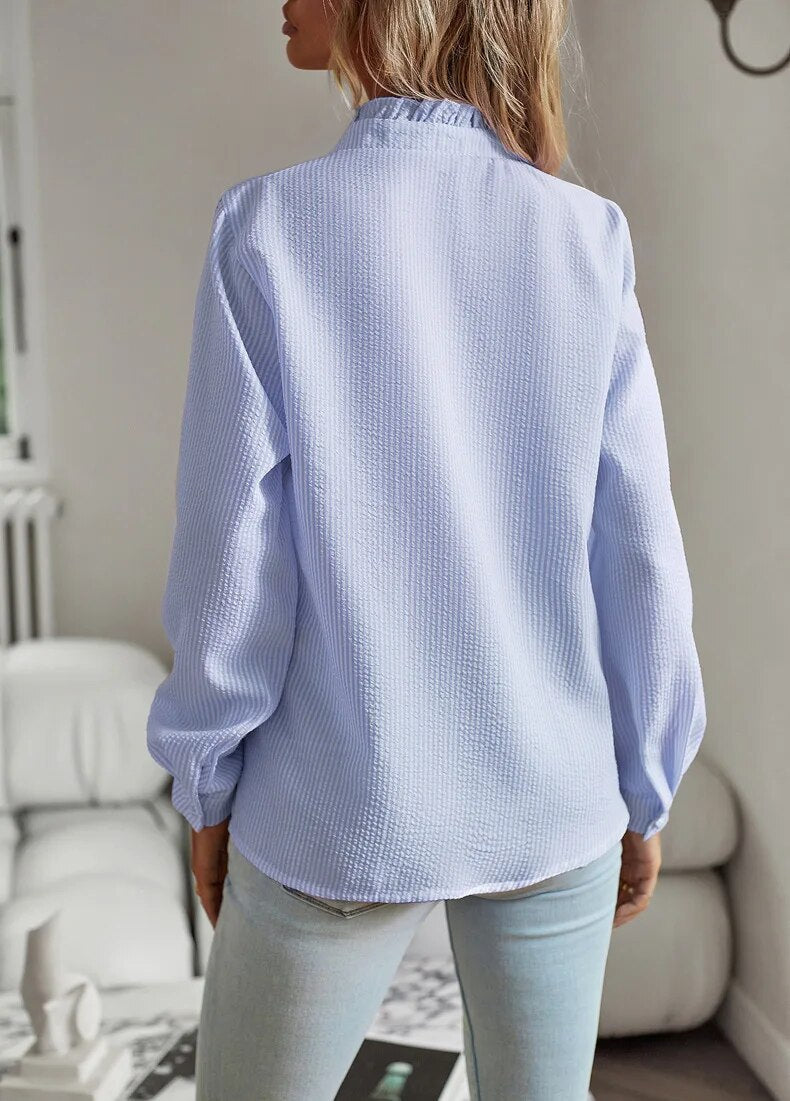 Casual Blouse with Ruffle Detail for Effortless Style