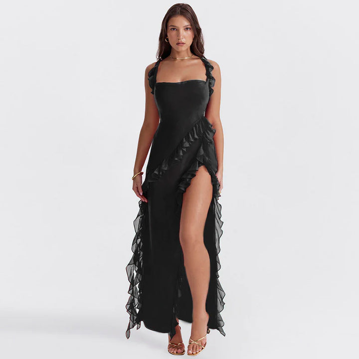 Elegant Georgia Ruffled Long Dress for Special Occasions
