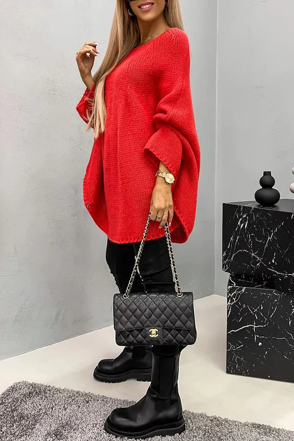Ribbed Knit Poncho Top for Comfortable Layering