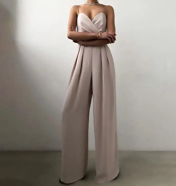 Women's Tailored Chiffon Jumpsuit with Adjustable Straps