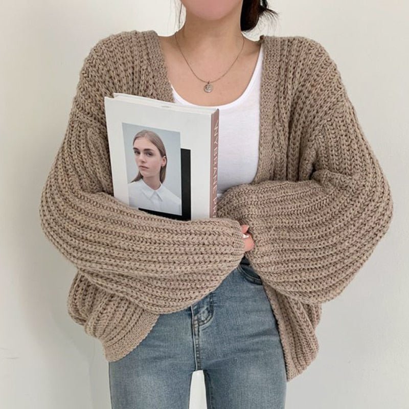 Chic Oversized Chunky Knit Cardigan for Women