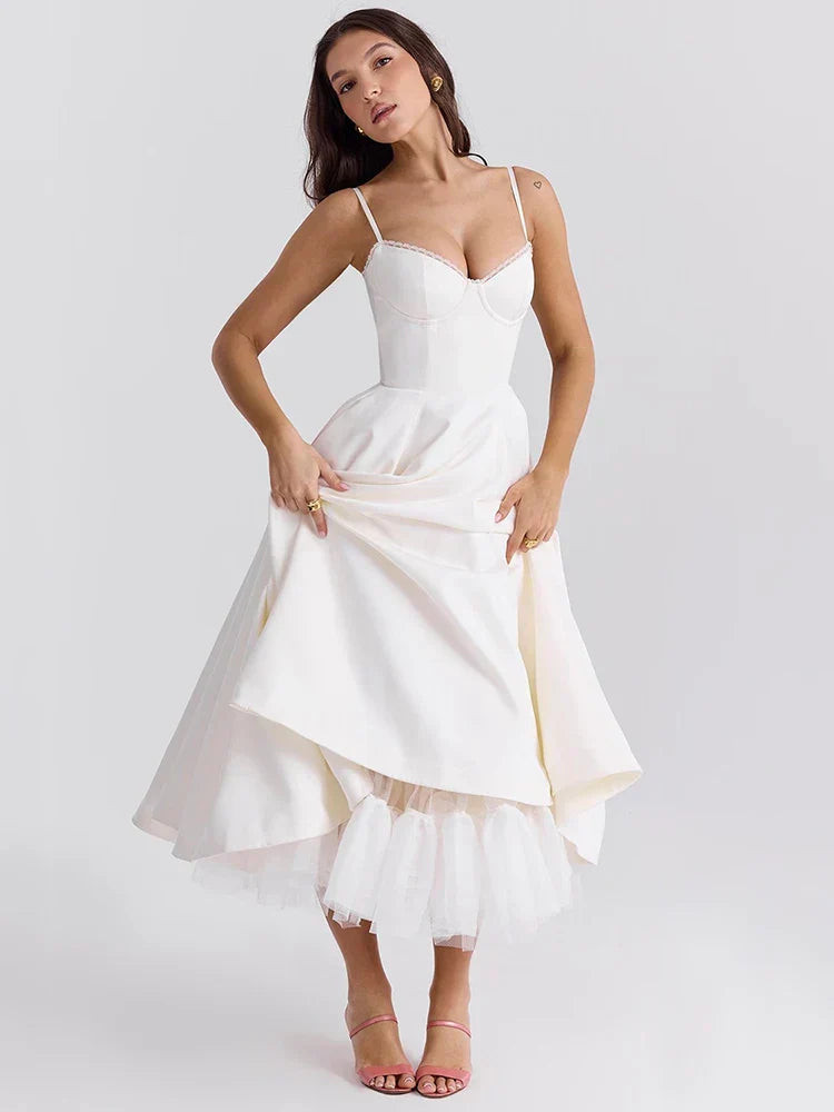 Backless Midi A-Line Dress in Chic Lilac
