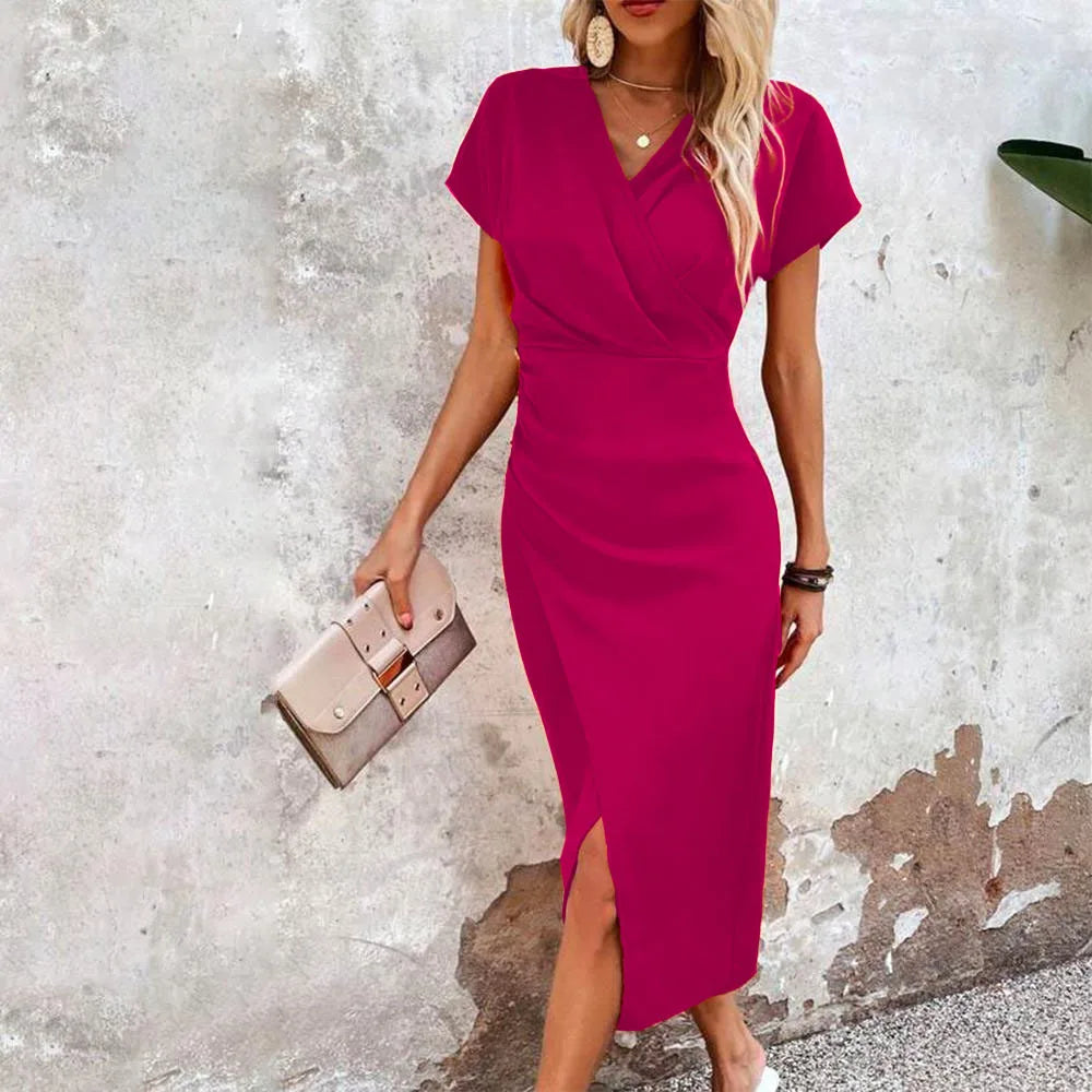 Elegant Women's Wrap Midi Dress – Stylish & Comfortable