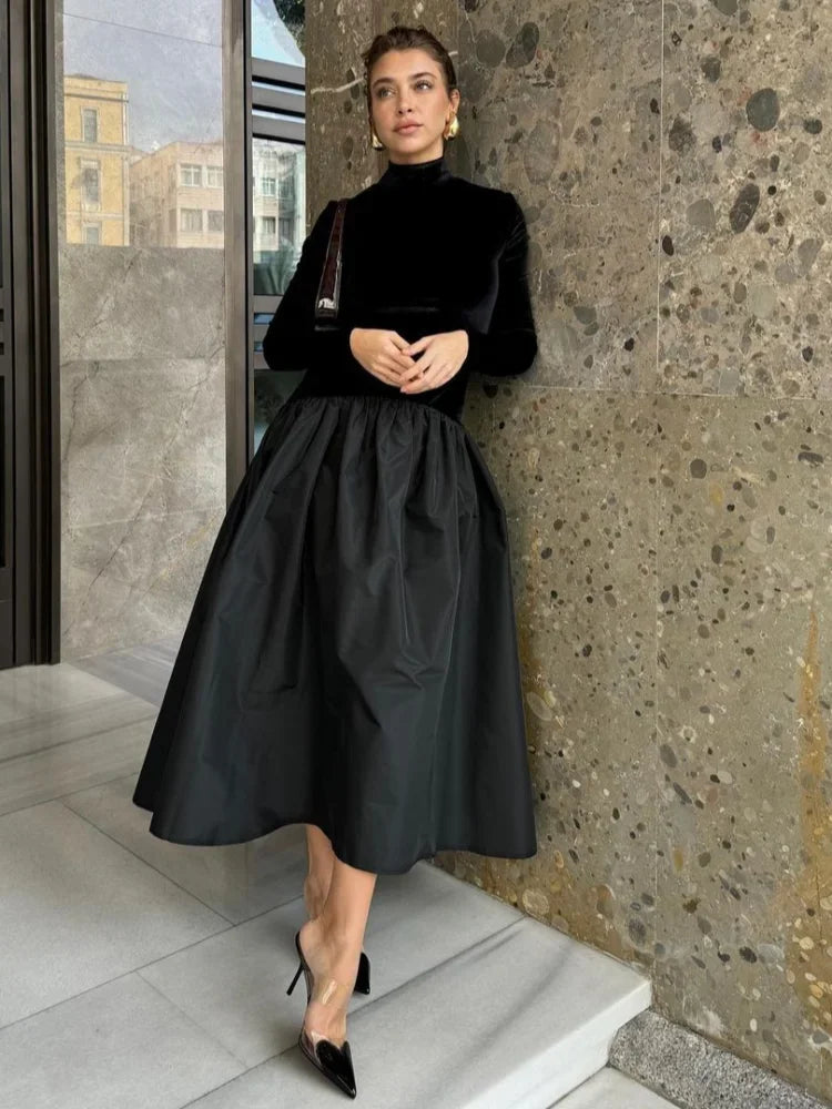 Midi Long Sleeve Dress with Elegant Design and Comfortable Fit