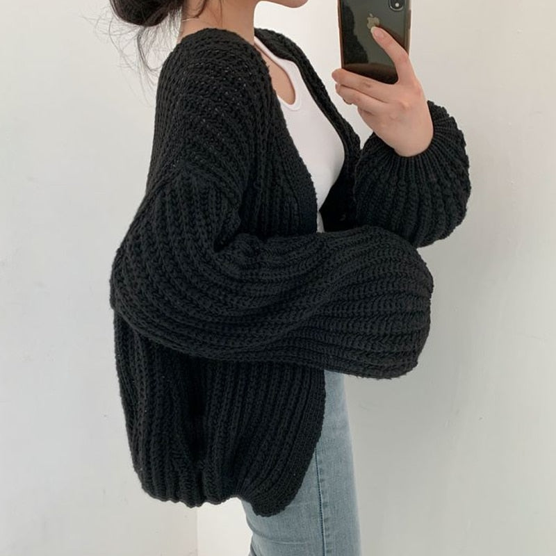 Chic Oversized Chunky Knit Cardigan for Women
