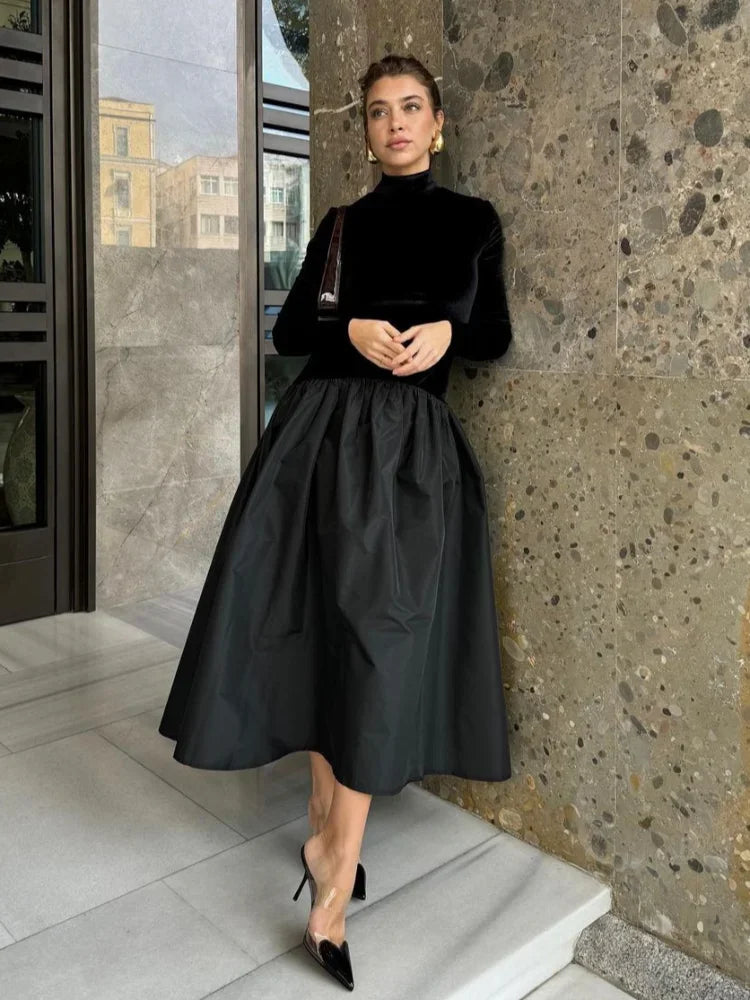 Midi Long Sleeve Dress with Elegant Design and Comfortable Fit